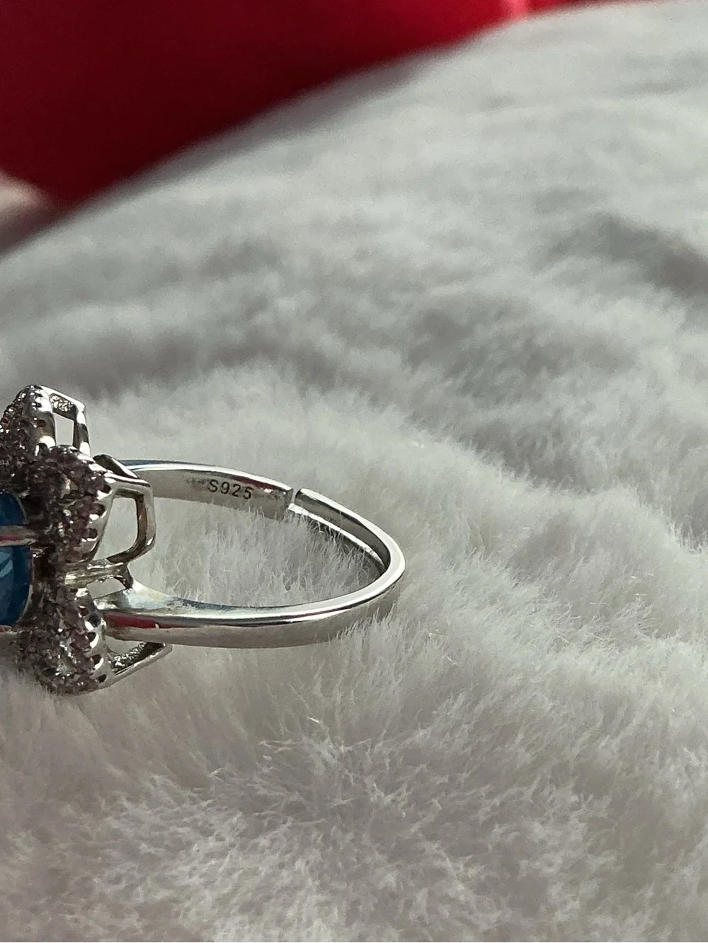 Sterling Silver 925 Floral Halo Ring Natural Sri Lanka Sapphire